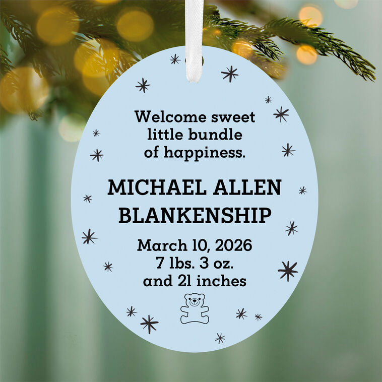 Hallmark Vertical Oval Metal Personalized Ornament, Custom Text
