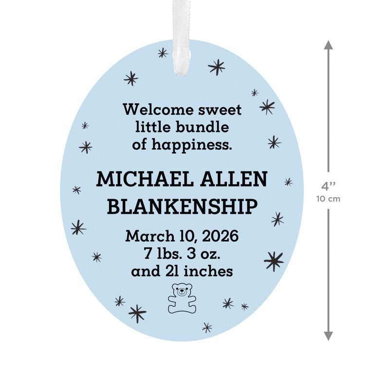 Hallmark Vertical Oval Metal Personalized Ornament, Custom Text