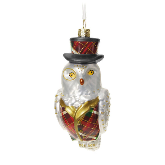 Hallmark Dapper Owl Glass Ornament