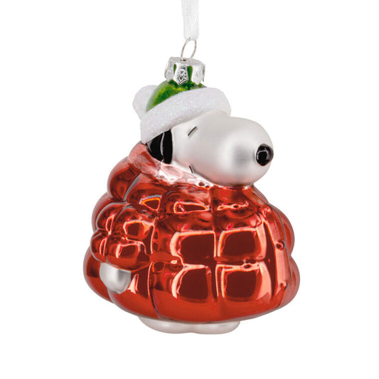  Peanuts® Snoopy In Puffer Coat Blown Glass Hallmark Ornament