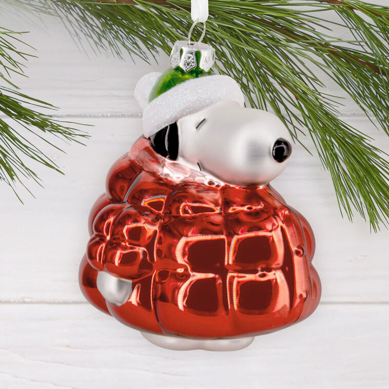  Peanuts® Snoopy In Puffer Coat Blown Glass Hallmark Ornament