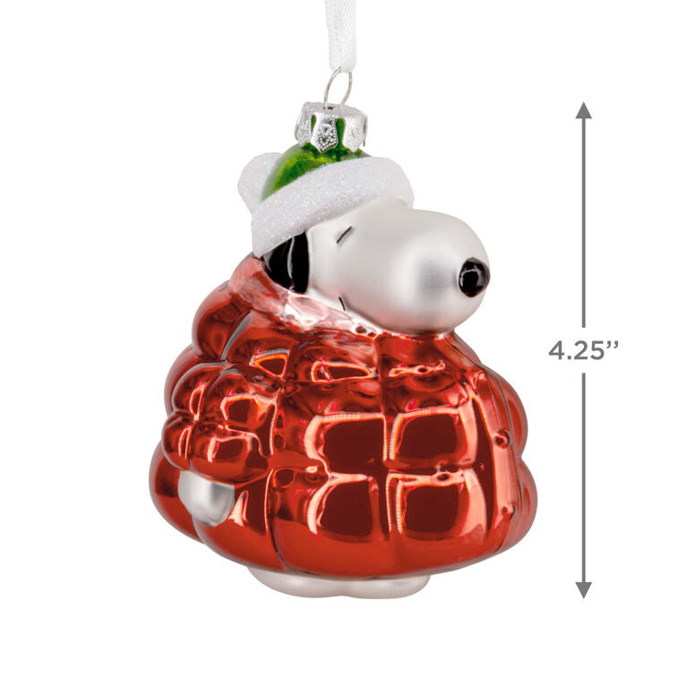  Peanuts® Snoopy In Puffer Coat Blown Glass Hallmark Ornament