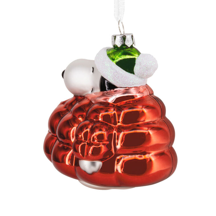  Peanuts® Snoopy In Puffer Coat Blown Glass Hallmark Ornament
