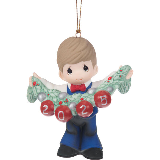  Precious Moments Deck The Halls 2025 Boy Ornament, 3.3"