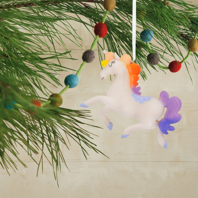  Whimsical Unicorn With Rainbow Mane Hallmark Ornament