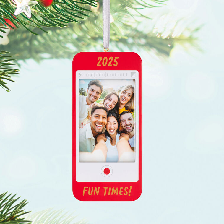 Hallmark Fun Times 2025 Cell Phone Personalized Ornament, Custom Photo