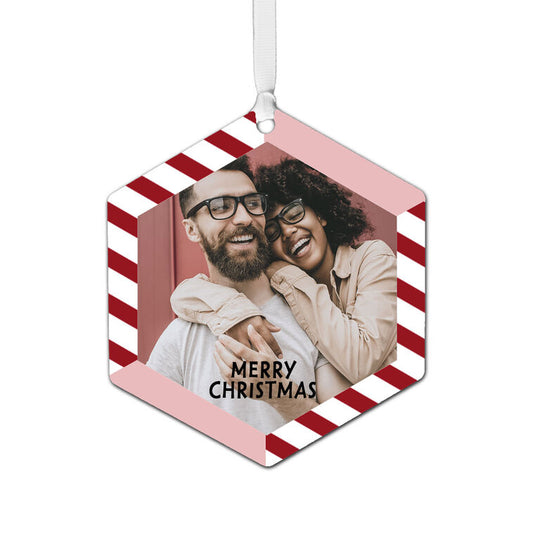Hallmark Candy Cane Stripes Metal Personalized Ornament, Custom Photo And Text