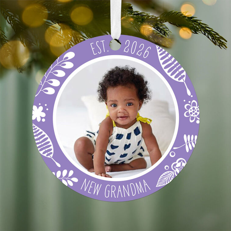 Hallmark New Grandma Round Metal Personalized Ornament, Custom Photo And Text