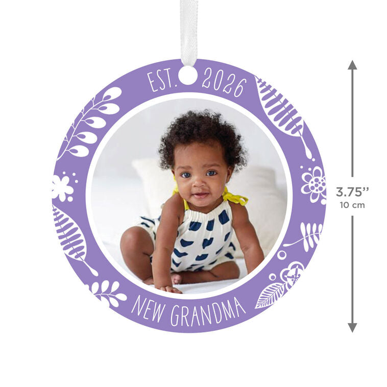 Hallmark New Grandma Round Metal Personalized Ornament, Custom Photo And Text