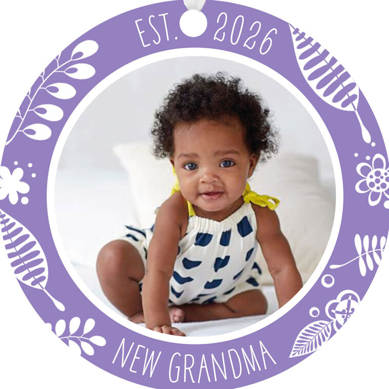 Hallmark New Grandma Round Metal Personalized Ornament, Custom Photo And Text