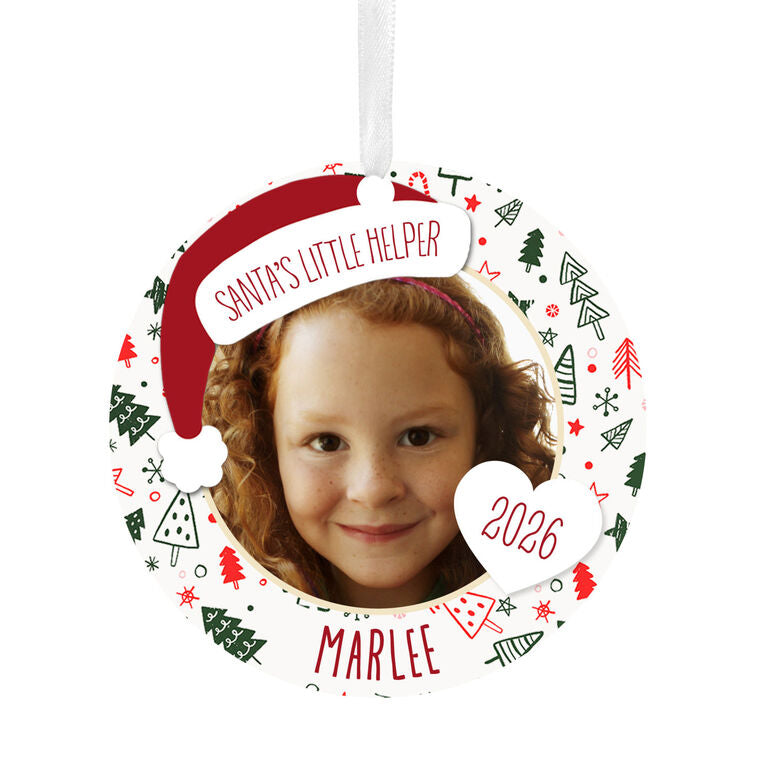 Hallmark Holiday Round Metal Personalized Ornament, Custom Photo And Text