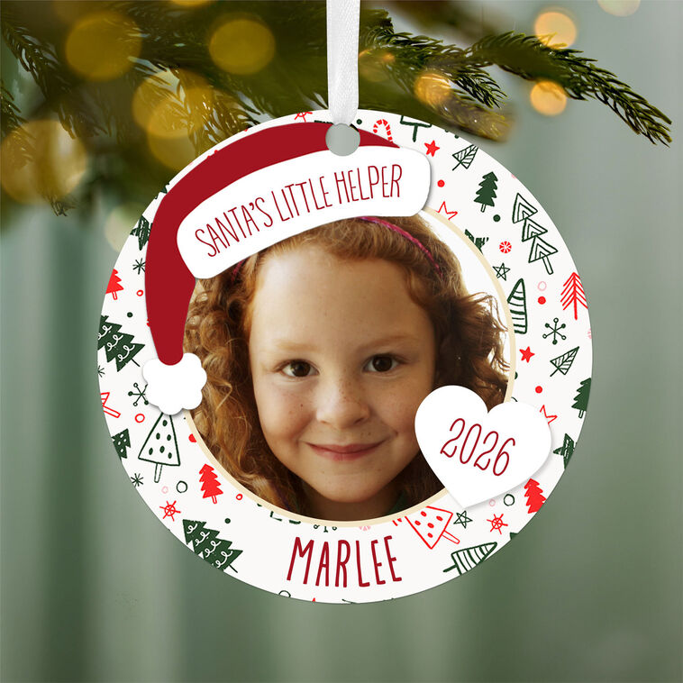 Hallmark Holiday Round Metal Personalized Ornament, Custom Photo And Text
