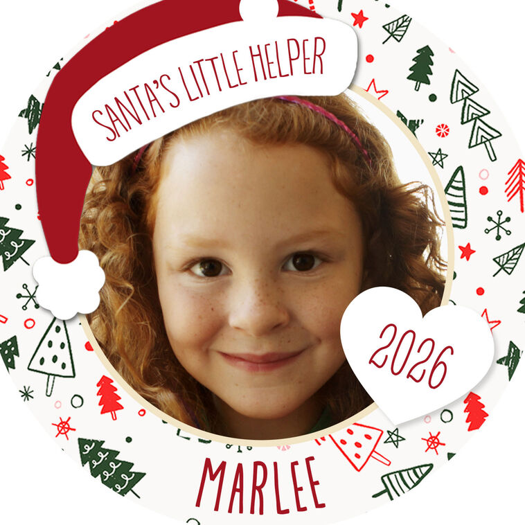 Hallmark Holiday Round Metal Personalized Ornament, Custom Photo And Text