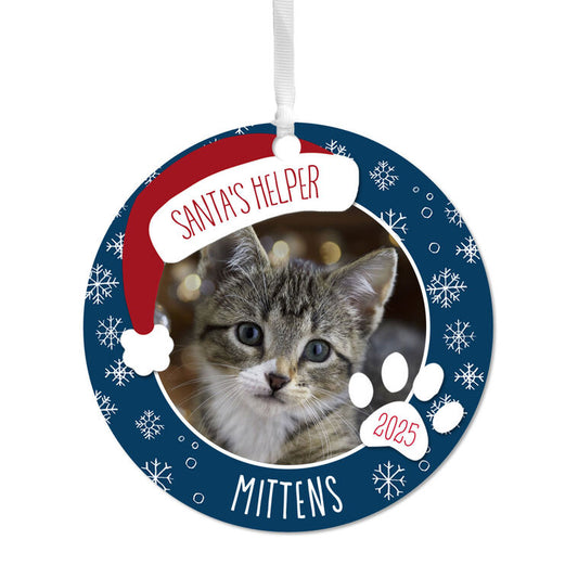 Hallmark Holiday Pet Round Metal Personalized Ornament, Custom Photo And Text