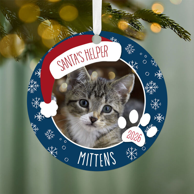Hallmark Holiday Pet Round Metal Personalized Ornament, Custom Photo And Text
