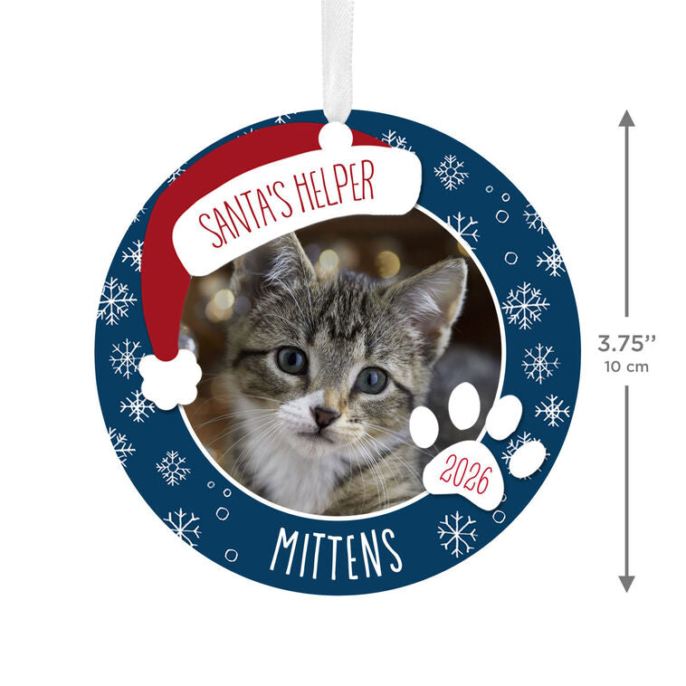 Hallmark Holiday Pet Round Metal Personalized Ornament, Custom Photo And Text