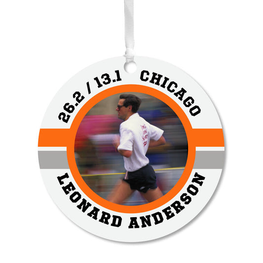 Hallmark Marathon Round Metal Personalized Ornament, Custom Photo And Text