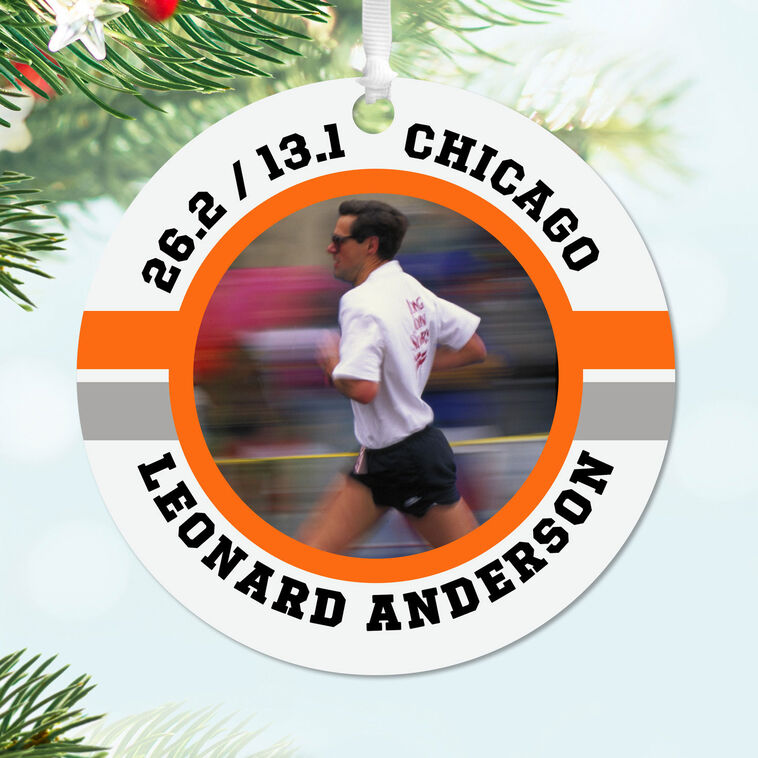 Hallmark Marathon Round Metal Personalized Ornament, Custom Photo And Text