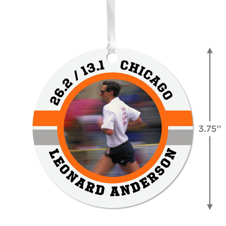 Hallmark Marathon Round Metal Personalized Ornament, Custom Photo And Text