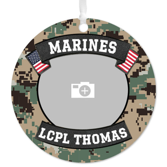 Hallmark Marines Metal Personalized Ornament, Custom Photo And Text
