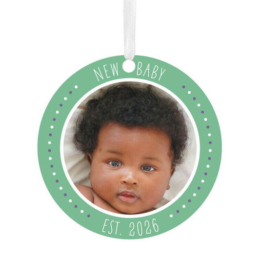 Hallmark New Baby Round Metal Personalized Ornament, Custom Photo And Text