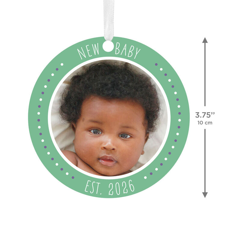 Hallmark New Baby Round Metal Personalized Ornament, Custom Photo And Text