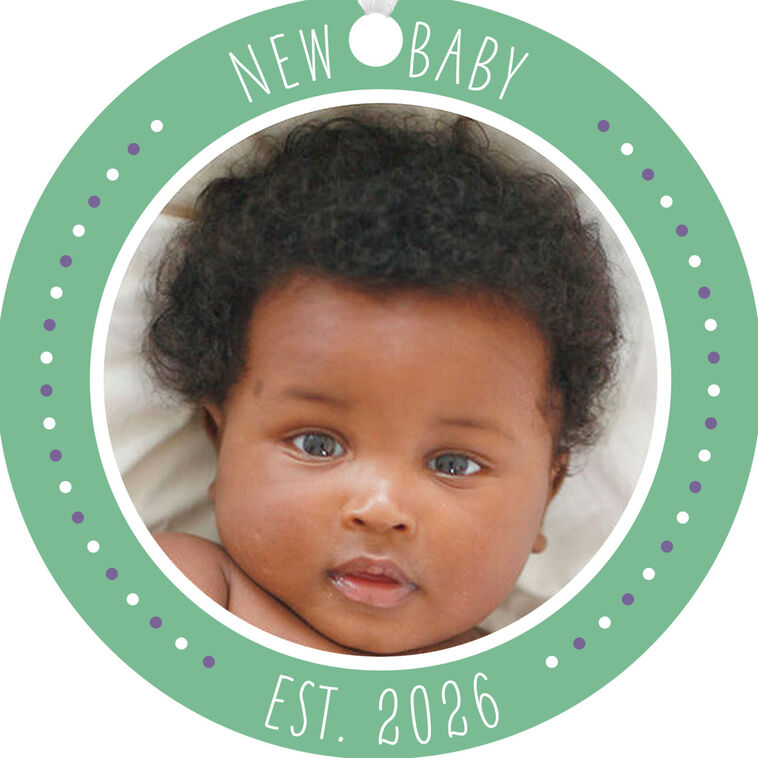 Hallmark New Baby Round Metal Personalized Ornament, Custom Photo And Text