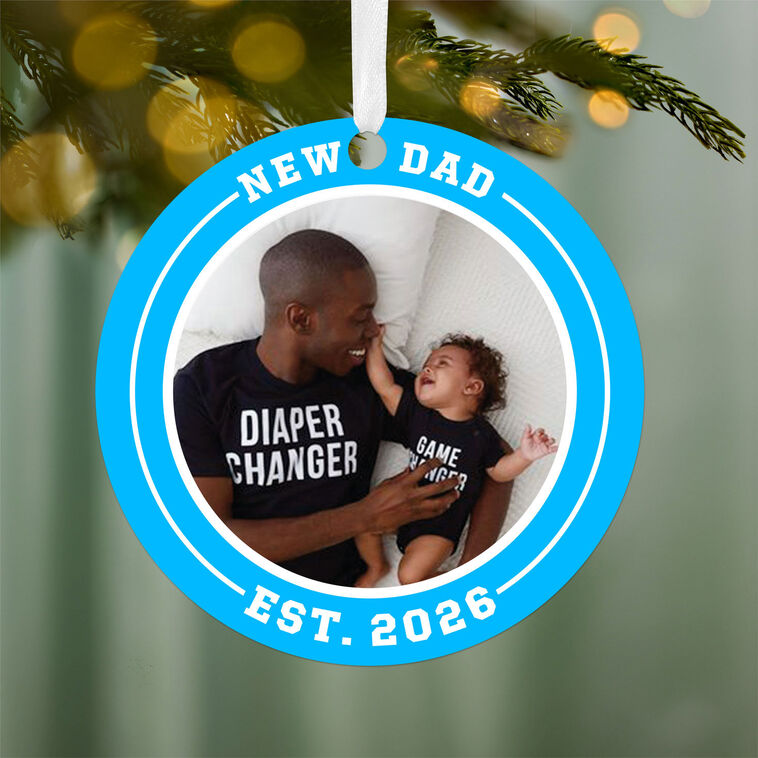 Hallmark New Dad Round Metal Personalized Ornament, Custom Photo And Text