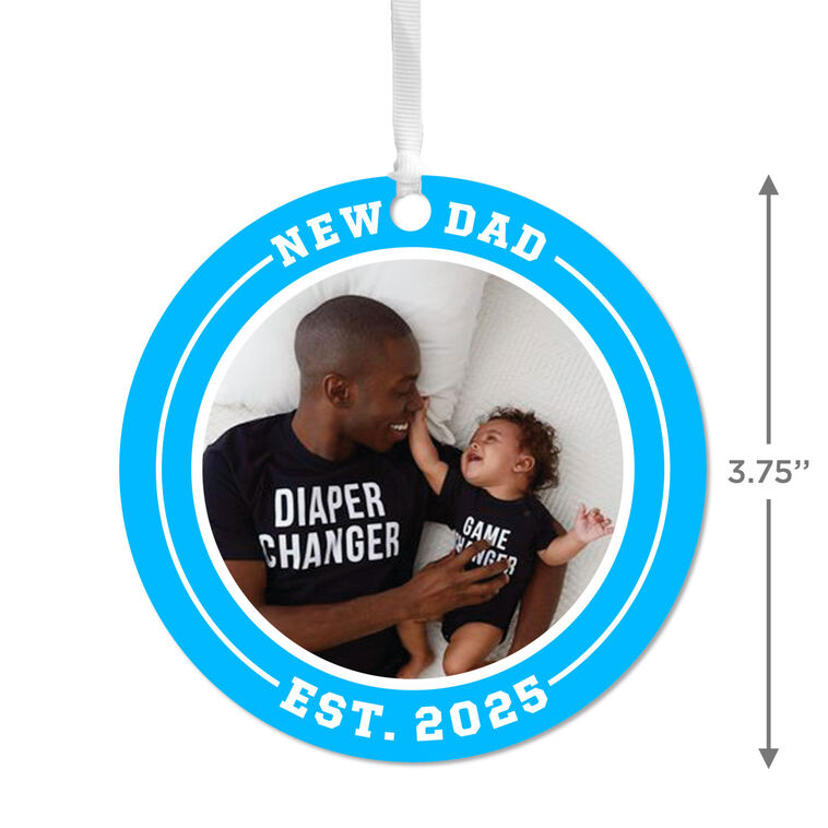 Hallmark New Dad Round Metal Personalized Ornament, Custom Photo And Text