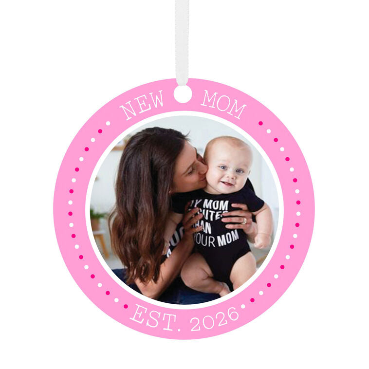 Hallmark New Mom Round Metal Personalized Ornament, Custom Photo And Text