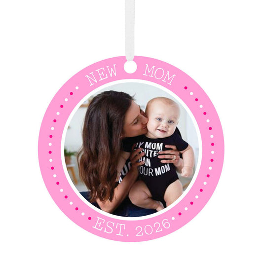 Hallmark New Mom Round Metal Personalized Ornament, Custom Photo And Text