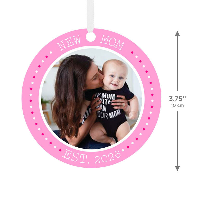 Hallmark New Mom Round Metal Personalized Ornament, Custom Photo And Text