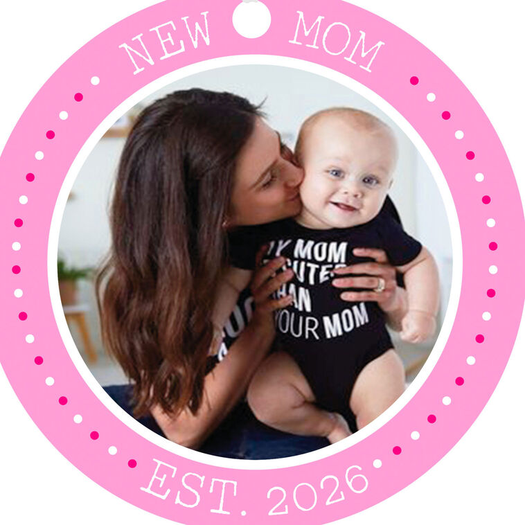 Hallmark New Mom Round Metal Personalized Ornament, Custom Photo And Text