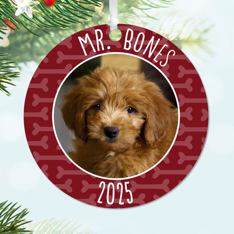 Hallmark Pet Round Metal Personalized Ornament, Custom Photo And Text