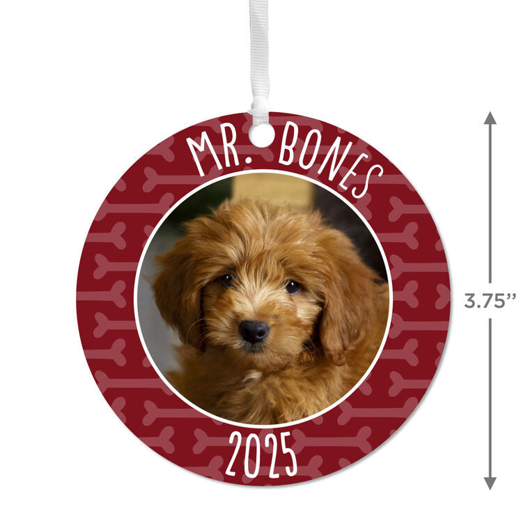 Hallmark Pet Round Metal Personalized Ornament, Custom Photo And Text