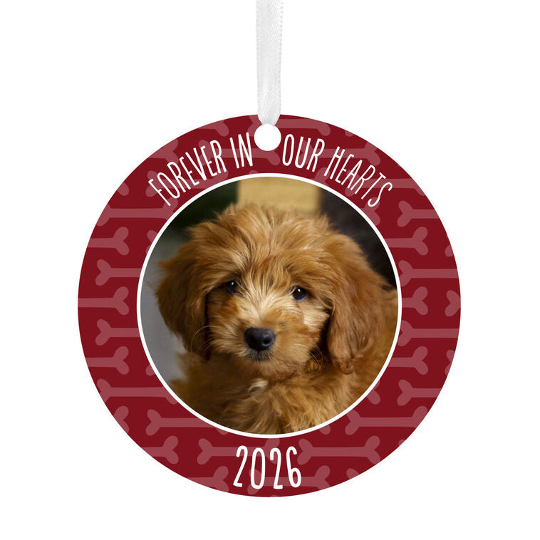 Hallmark Pet Memorial Round Metal Personalized Ornament, Custom Photo And Text