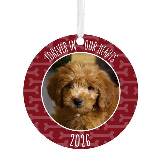 Hallmark Pet Memorial Round Metal Personalized Ornament, Custom Photo And Text