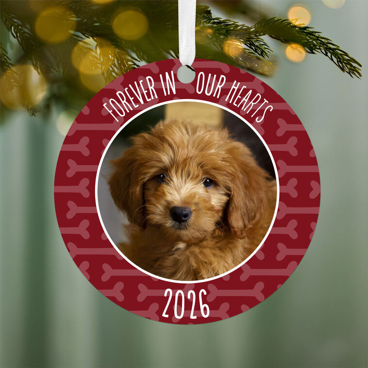 Hallmark Pet Memorial Round Metal Personalized Ornament, Custom Photo And Text