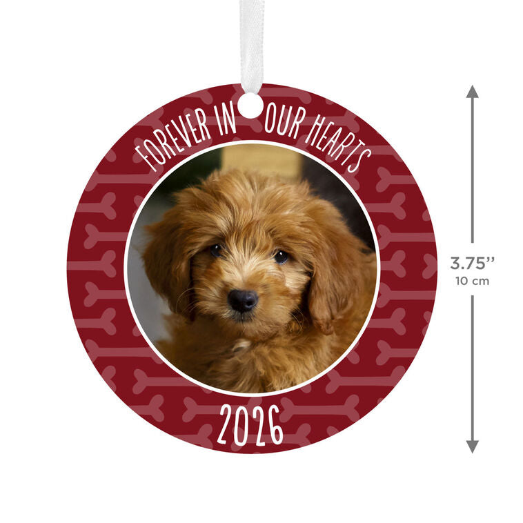 Hallmark Pet Memorial Round Metal Personalized Ornament, Custom Photo And Text