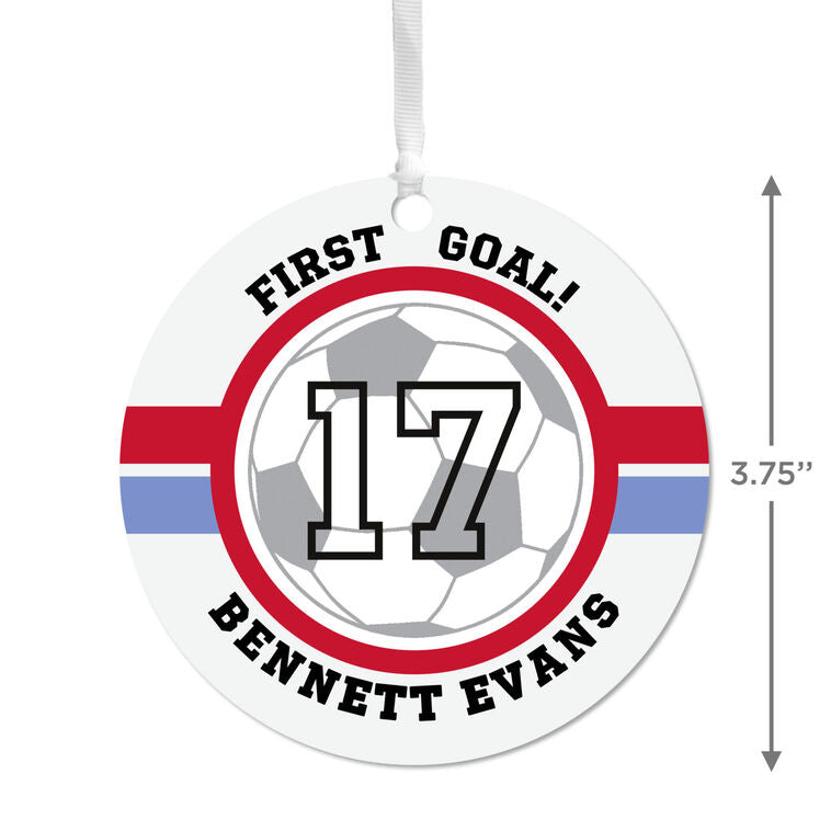 Hallmark Soccer Round Metal Personalized Ornament, Custom Text