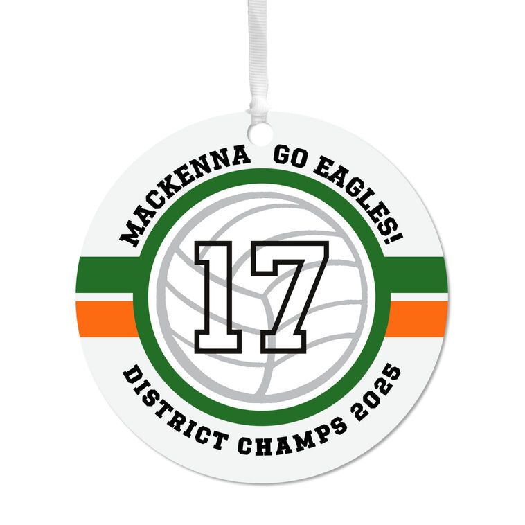 Hallmark Volleyball Round Metal Personalized Ornament, Custom Text
