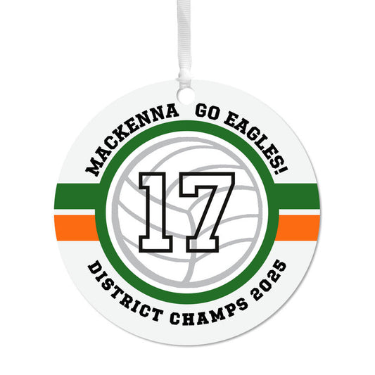 Hallmark Volleyball Round Metal Personalized Ornament, Custom Text