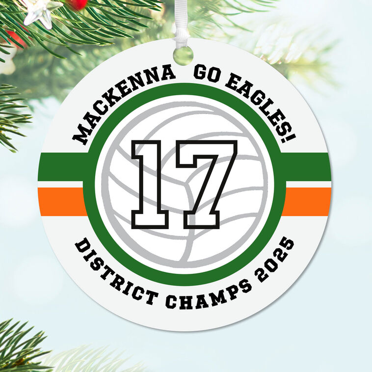 Hallmark Volleyball Round Metal Personalized Ornament, Custom Text