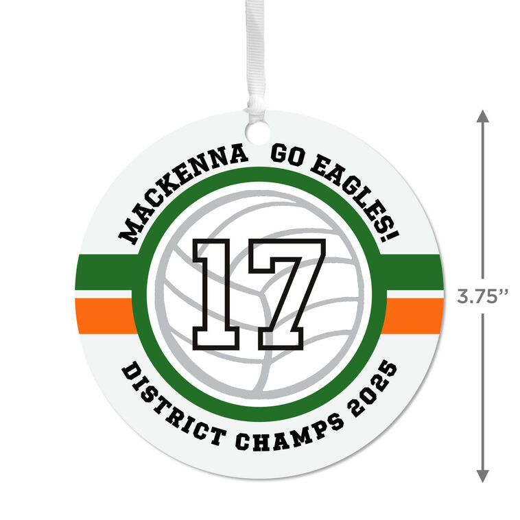 Hallmark Volleyball Round Metal Personalized Ornament, Custom Text