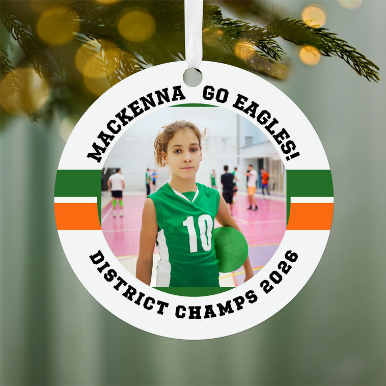 Hallmark Volleyball Round Metal Personalized Ornament, Custom Photo And Text