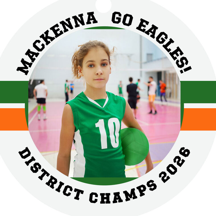 Hallmark Volleyball Round Metal Personalized Ornament, Custom Photo And Text