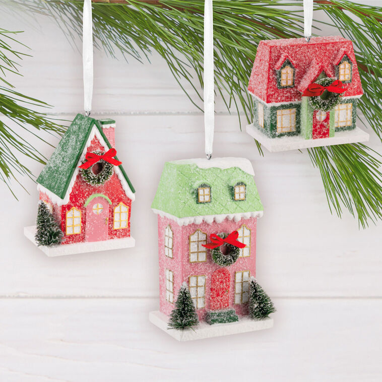 Festive Houses Hallmark Ornaments, Set Of 3
