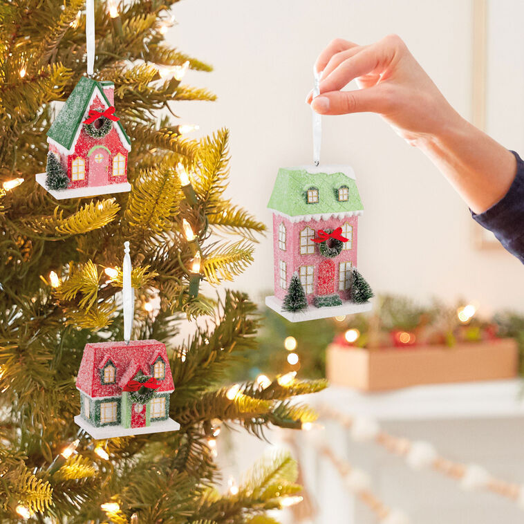  Festive Houses Hallmark Ornaments, Set Of 3