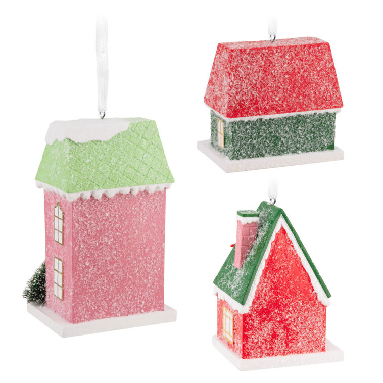  Festive Houses Hallmark Ornaments, Set Of 3