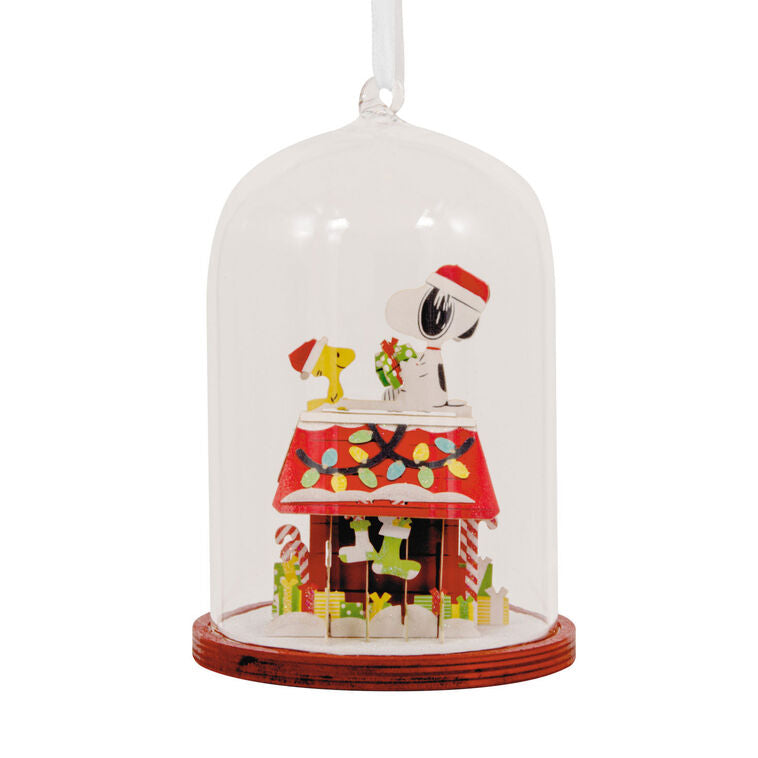  Peanuts® Snoopy's Doghouse Cloche Glass And Paper Hallmark Ornament